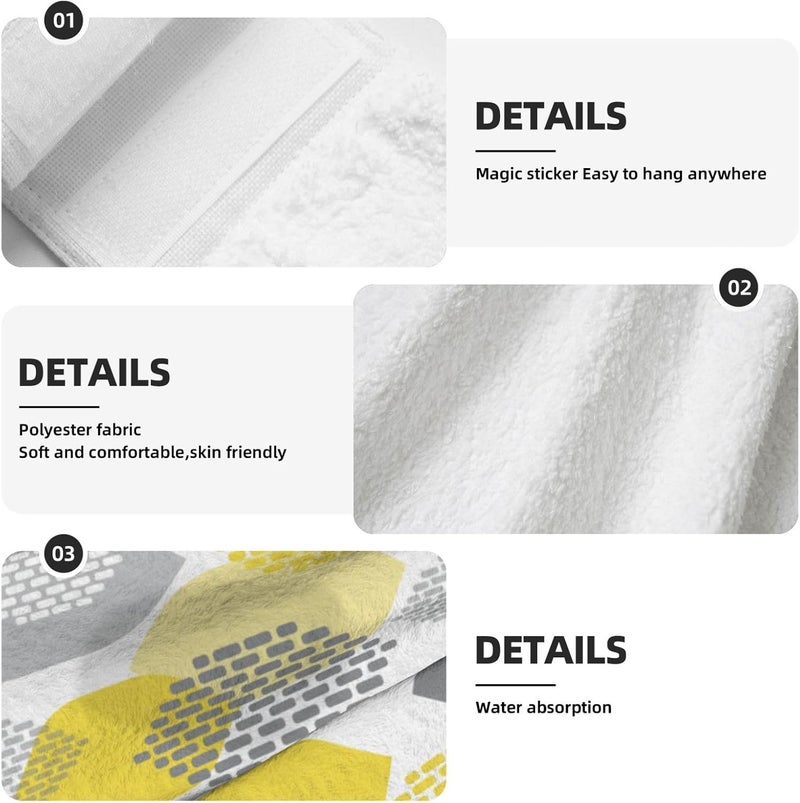 PDDCWAY Yellow Gray Kitchen Hand Towels Modern Boho Hanging Tie Towels Fast Drying Dish Cloth with Loop 2 PCS for Bathroom Restroom Home Decor - Image 5